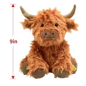 NWT Fluffy Highland Cow Stuffed Animal with “moo”Sound Farm Cow Cattle Plush